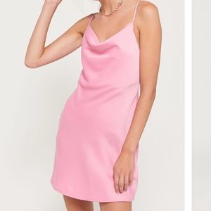 UO Mallory cowl neck slip dress in pink